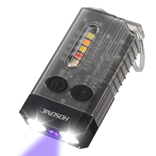 HOSONIC E9 Small Powerful LED Flashlight 1000 Lumens, Mini Keychain Rechargeable Flashlights with 365nm UV and Color Light, 12 Flashlight Modes, Magnetic, IPX4 Waterproof