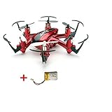 JJRC H20 Nano Hexacopter 2.4G 4CH 6Axis Headless Mode RTF RC Quadcopters with 4 LED lights and 2 batteries Red (Red)