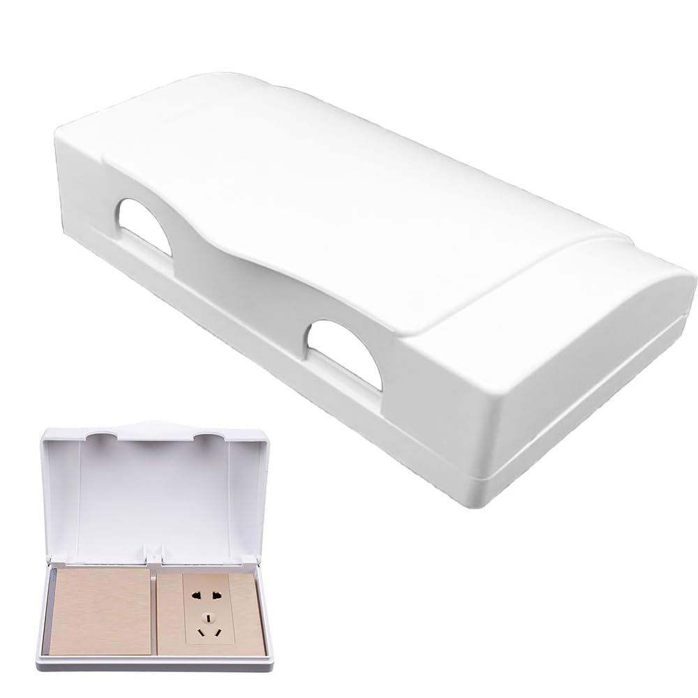 1x Socket Cover Box, Childproof Double-Position Switch Protector Cover 86 Type Electrical Outlet Plug Cover for Home Kitchen Safety (White)