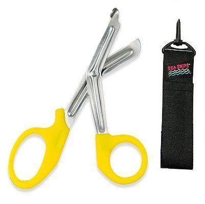 New Safety and Rescue Scuba Diver EMT Scissors Shears with Sheath & Plastic Clip - Hi-Visibility Yellow