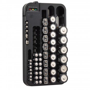 Massca Battery Organizer with Battery Tester, Battery Caddy AA AAA Battery (Black) - Thumbnail 2