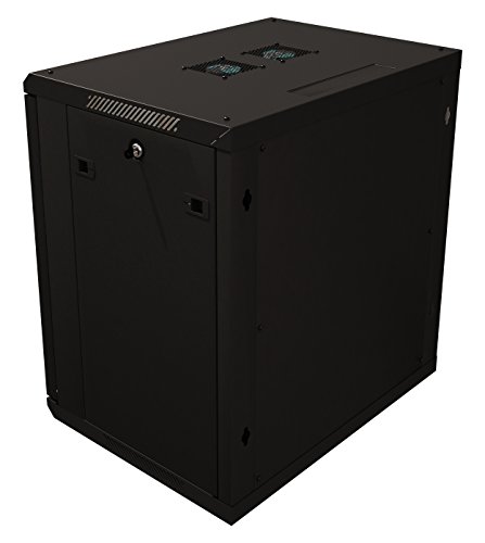 Server Rack Cabinet - 12U 19" - Tupavco TP1512 - Floor/Wall Mount Network IT Computer Electronics Media Equipment Storage Rackmount Enclosure with Glass Door and Sides Lock, Vent Fans; 17.7 inch deep