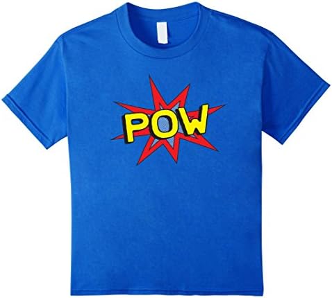 Kids Pow Superhero Vintage Comic Book Pop Art Funny Summer Shirt 6 Royal Blue