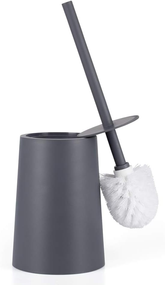 Santrue Grey Toilet Brush Holder Plastic Bathroom Toilet Brushes and