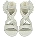 Kids Dress Sandals Girls Clear Rhinestone Low Heel side Flower Back Zipper