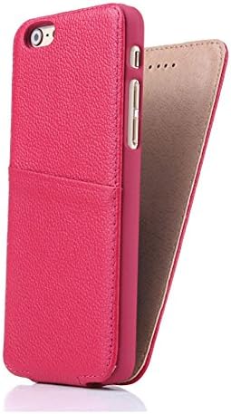 SZEETECH iPhone 6s / 6 Genuine Leather Case - iPhone 6s / 6 Wallet Case - Card Slot - Ultra Slim - Leather Case vertical Cover Flip Front and Back(Rose Red/Pink)
