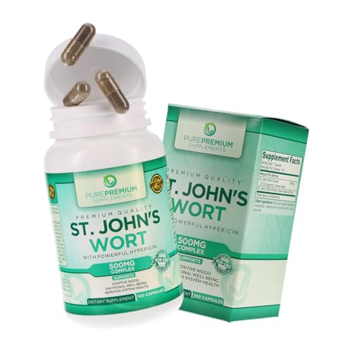Pure Premium St. Johns Wort Capsules 500mg Mood Support Supplement