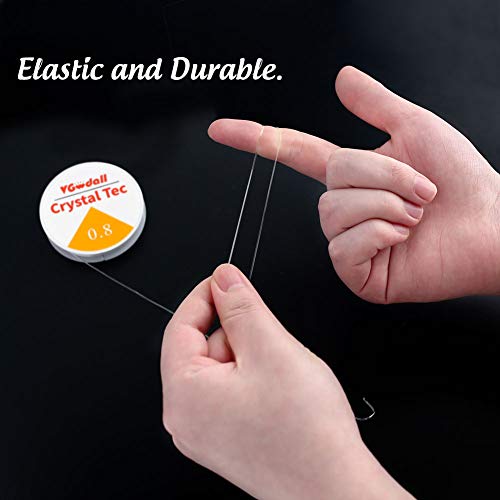 VGOODALL 10 Stück 0.8mm Elastisch Schmuckfaden, 100m Transparent Gummifaden Elastische Schnur für Perlenschmuck Armbänder Basteln