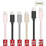 iPhone Charger, Lightning Cable 6 pack, Compatible with for iPhone 8 Plus / 8 /7 Plus / 7 / 6 Plus / 6s /6 / 5s / 5, iPad mini /4 /3 / 2, iPad Pro Air 2 and more other Apple devices