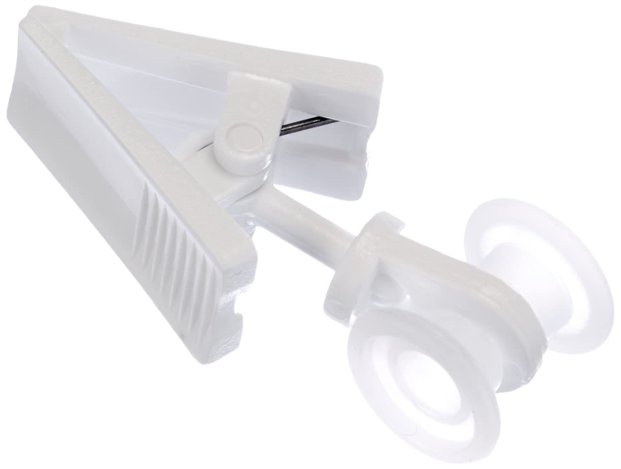 GARDINIA 12 x White Plastic Curtain Track U Track Roller Rings With Clamp