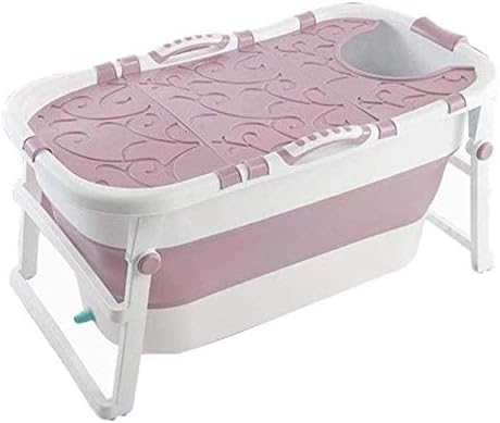 公式ショップ 折りたたみ式浴槽滑り止めポータブル折りたたみ式浴槽大人の赤ちゃん用カバー付き家庭用プラスチック製温水浴槽断熱材ピンク