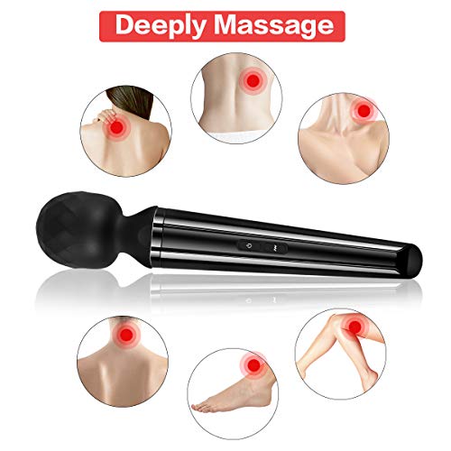 Cordless Wand Massager with 3 Powerful Speeds and 5 Vibration Modes for Neck Shoulder Back Body Massage, PALOQUETH Handheld Rechargeable Massager for Deep Tissue Massage Muscles Pain Relief - Thumbnail 5