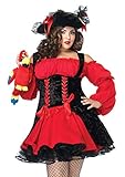 Leg Avenue Women's Plus Size Vixen Pirate Wench Costume, Red/Black, 3X-4X