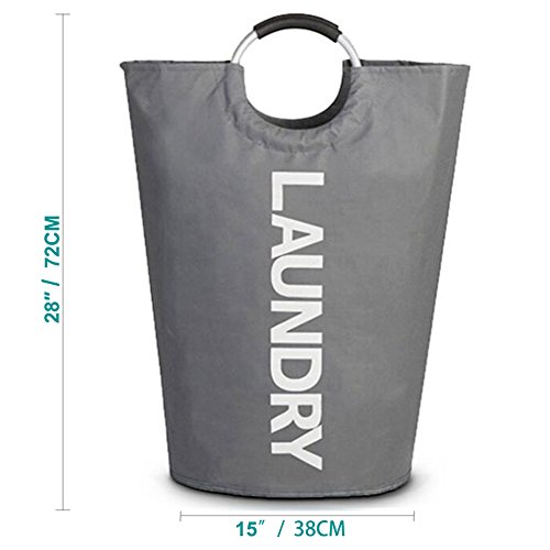JBYAMUS Large Laundry Basket, Collapsible Waterproof Fabric Laundry Hamper, Foldable Clothes Bag, Folding Washing Bin. (Large, Dark Grey)