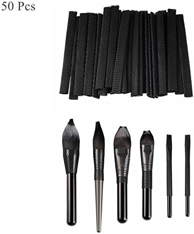 CLOTHOBEAUTY 50 pcs Pro makeup brushes pen guard protector meshes cover set, black sleeves(for medium/large sizes brushes)