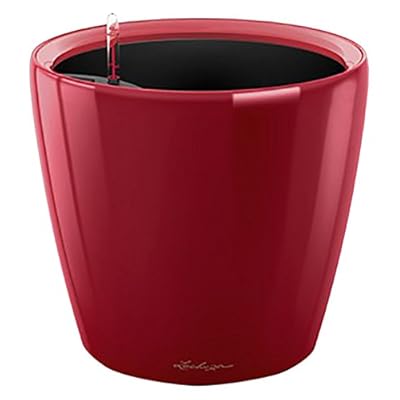 Lechuza Premium Classico 28cm High Gloss Scarlet Red Self Watering Traditional Round Planter Pot