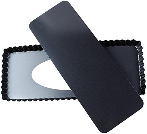 BESICA Rectangular Quiche Pan Tart Pan With Removeable Bottom - 14" L x 6" W x 1" H