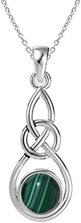 GOURIK 0.75ct, Genuine Cabochon Malachite &amp; 925 Silver Plated Pendant