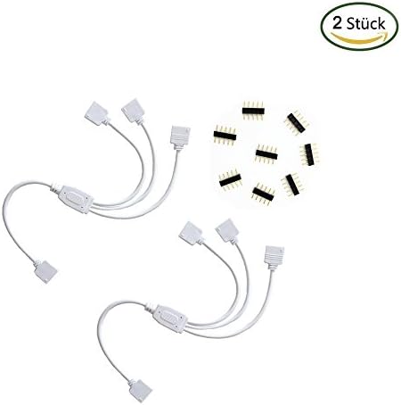 2 pcs/pack of 5 pin splitter cable, Y splitter cable, LED stripe, one to three connector SMD, 5050 3528, LED RGBW strip light LED, TV background lighting kit & for 5-pin, Osram, flexible RGBW LED strip, 30 cm (1 to 3 splitter cable)