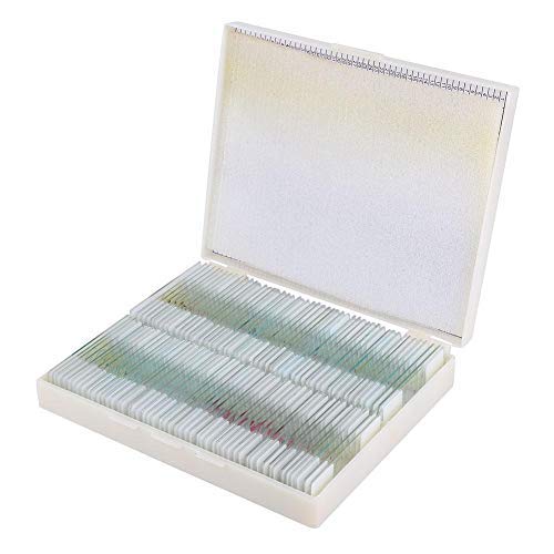 Hilitand 100-Piece Slide Set: Prepared Microscope Slides, Various Samples, Clear, LED Light Source