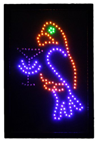 12 Inch by 18 Inch Parrot With Cocktail LED Sign by Wii