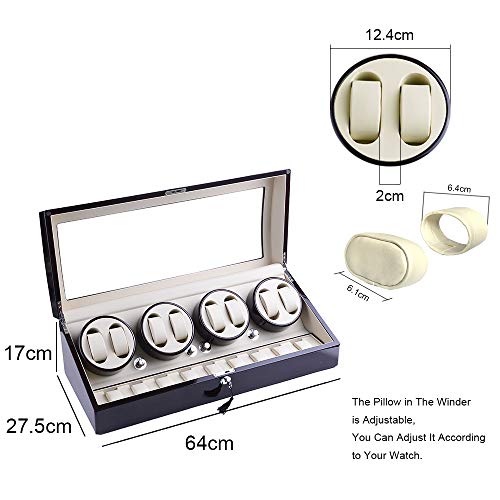 udgtee XTELARY Luxury 4 Motor Automatic Rotate Watch Winder 8+9 Leather Storage Display Case Box (R4892EB)