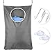 BESEGO Door Hanging Laundry Hamper Bag, Space Saving Wall Hanging Laundry Basket Laundry Bag with 2 PCs Door Hooks and 2 PCs Suction Hooks, Large Size Laundry Nook for Home or College (Grey)