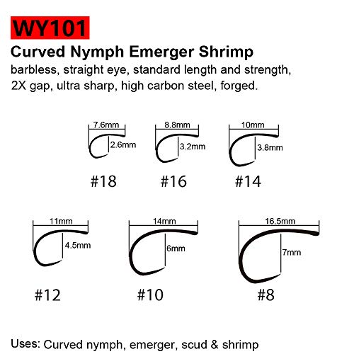 wifreo 200 Stück Fliegenfischen Haken ohne Widerhaken Nymphe Scud Caddis Fliegenhaken Trockenfliegenhaken Jighaken… – Bild 3