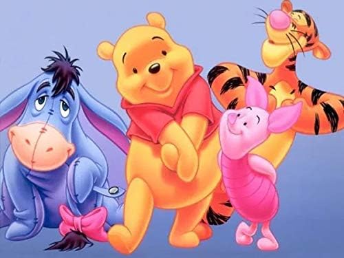 DIY 5D Diamond Painting by Number Kit,Winnie The Pooh Crystal Rhinestone Embroidery Cross Stitch Arts Craft Canvas Wall Decor (1612IN)