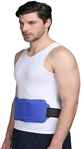 Reusable Large Ice Pack Gel Hot Cold Therapy Pack - Wraps around Neck, Shoulder, Waist &amp; Lower Back, Calves, Knee, Ankle - Great for Injury, Sprain, Bruise(15"x 5.9", Dark Blue)