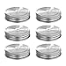 6 Pack Regular Mouth Mason Jar Stainless Steel Lids Straw Hole With Silicone Rings