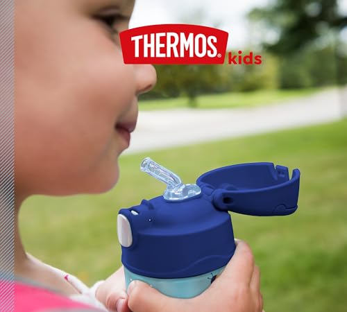 THERMOS kids FUNTAINER STRAW BOTTLE 0.35 L, bees, thermos flask for children, made of stainless steel, with straw, 12 hours cold, absolutely leak-proof, for school, nursery, break