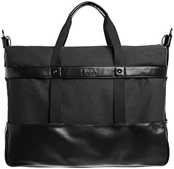 Vegan Leather Black Canvas Large Weekender Bag - Alfonso