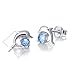 S925 Sterling Silver Ocean Blue Cubic Zirconia Dolphin Stud Earrings for Women