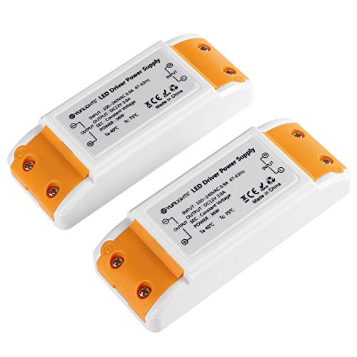 LED Transformer LED Power Supply - 36W, 12V DC, 3A - Constant Voltage for LED Strip Lights and G4, MR11, MR16 LED Light Bulbs (2 pack)