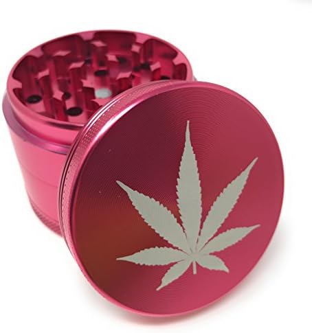 Premium Herb Grinder - Leaf Design - 2.2" - The Hidden Cabinet (Pink)
