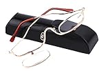 SOOLALA Womens Metal Frame Clip On Makeup Reading Glasses Magnifying Glass Best Gifts for Mother's Day, +2.5D