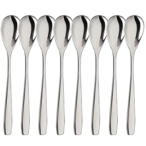 Boiled Egg Spoons Set of 4 Espresso Spoons Small Spoons for Tea Coffee Dessert (4 Stainless Steel Egg Spoons)