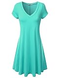 J.TOMSON Womens Short Sleeve V-neck Flared Dress MINT 2XL