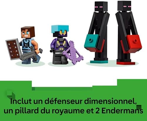 Minecraft 2-en-1 La Tour de l’Enderman - Jouet Modulaire sous Forme de 2 Forteresses - Figurines Mob d'Enderman & Portail du Nether - Cadeau pour Gamer, Garçon ou Fille dès 9 Ans 21279