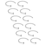 SCERRING 22 Gauge Stainless Steel Flat Top Fake Faux Nose Hoop Ring Rings Piercing Body Jewelry Set Unisex 6mm 12PCS - Silver