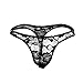 Sissy Pouch Panties Men's Silky Lace Thong Girly Briefs Bikini Underwear Sexy for Men Plus Size (Black)