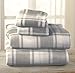 4 Piece Micro Fleece Queen Grey Plaid Sheet Set | Super Soft, Cozy Extra Plush Polar Fleece Bedding Sheets & Pillowcases | Microfleece Winter Sheets (Queen, Grey Plaid)