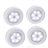 LUCKLED Motion Sensor Light, Battery Powered LED Closet Night Light Stick-Anywhere Lighting for Hallway, Bathroom, Stairs, Bedroom - Pack of 4 (Cool White)