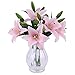 Meiwo Artificial Flowers, 5pcs Artificial Lillies with 3 Buds, Full Bloom Artificial Latex Real Touch Flowers for Home Decor, Wedding, Parties, Offices, Restaurants(Pink)