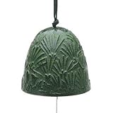 Japanese Furin Wind Chime Nanbu Bell Iron Iwachu #TIR-148 Green Pine Needle Design, Made in Japan