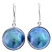 Blue Mabe Cultured Pearl 925 Sterling Silver Earrings, 11/16