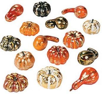 Artificial Gourds and Pumpkins - Autumn Fall Mix of 10 Pieces Elegant and Grand Look to your table Center piece Metallic Look !!Great Bowl Filler !!