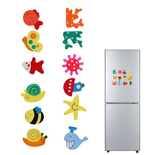 C-Pioneer 24pcs Wooden Cartoon Animal Fridge Magnet Stickers Cute Toys Gifts for Kids