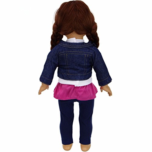 MonkeyJack 4 pieces Jeans Jacket Clothes For 18'' American Girl Doll Our Generation My Life Doll Shirt Tops W/ Outfits Dress Trousers Doll Accessories